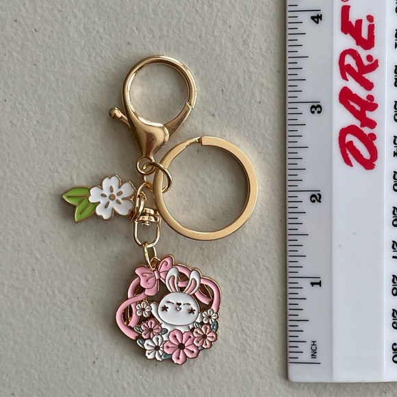 White Rabbit Bow Ribbon Keychain Purse Charm - Picture 4 of 4